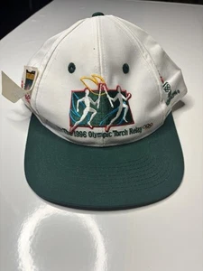 Vintage 1996 Atlanta Olympics Games Torch Relay The Game Snapback Hat Cap White - Picture 1 of 7