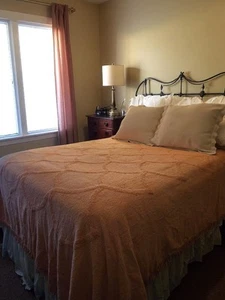 Vintage Chenille Bedspread 1960s  Peach Full  - Picture 1 of 3