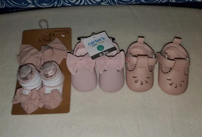 Paquete de Zapatos para Bebé Niña Talla 1/0-3 Meses, TOTALMENTE NUEVOS Hogar Libre de Humo Foto 1 de 2