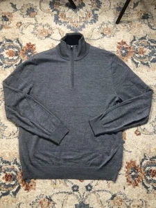 Gap Sweater Mens Large Gray Extra Fine Merino Wool Half Zip Pullover Lightweight - Picture 1 of 9