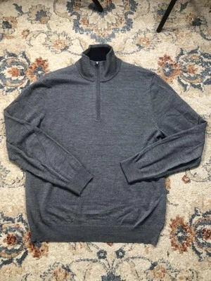 Gap Sweater Mens Large Gray Extra Fine Merino Wool Half Zip Pullover Lightweight - Image 1 of 4