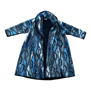 COOGI Mantel Vintage 3D Strick Blau -  Made in Australia - Gr.S - Selten - Bild 1 von 8