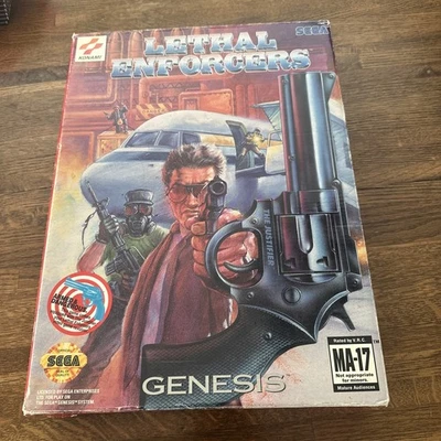 Lethal Enforcers Sega Genesis, 1993 Big Box con pistola completa en caja Foto 1 de 4