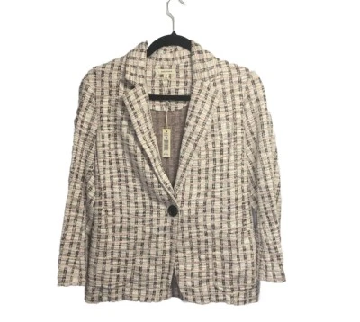 Nuevo Blazer Max Studio Tweed Preppy Lindo Trabajo Para Mujer’s Mediano Rosa Bolsillos a Cuadros Foto 1 de 4