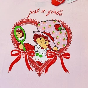 1980s Retro Style Strawberry Shortcake Sz L Large Pink Short Sleeve T-Shirt Top - Picture 1 of 9