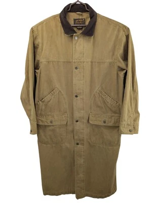 Eddie Bauer Men's Vintage Large Tall Tan Casual Chore Riding Duster Trench Coat - Image 1 of 4