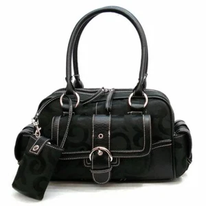 black canvas signature pockets cellphone satchel dual Bags Handbag purse set - Picture 1 of 3