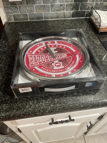 Arkansas Razorbacks 12" Chrome Clock By Memory Company Fayetteville Ark NCAA Cover