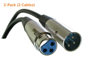 Juego PTC de 2x 10 pies pies XLR 3 pines macho a hembra micrófono M/F cable extendido - Imagen 1 de 1