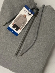 NWT Buffalo David Bitton Men's 1/4 Half Zip Fleece Hoodie Sweatshirt GRAY LARGE - Picture 1 of 9