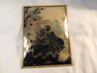 Vintage reverse painting silhouette courting couple w/convex glass