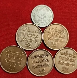 6 ANTIQUE Palestine coins, 1927 , 1941, 1942,1945, 1946, And 1942 Silver * PA 4* - Picture 1 of 9