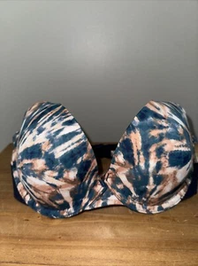 NWT Pink Victoria Secret 34B Band BRA Wear Everywhere Sexy Tye Dye Blue & Gold - Picture 1 of 4