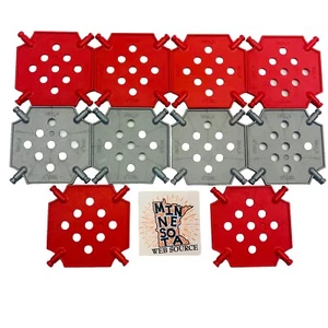 10 Knex Vierkant 2,5" Panel Rot Silber Platte Basis Sortiment Standard K'nex Teile - Bild 1 von 3