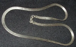 Vintage Signed REVLON Silver Tone Flat Herringbone Necklace Chain 24" - Picture 1 of 4