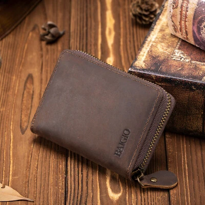 BAIGIO Herren Damen Geldbörse Echt Leder RFID Kartenetui Portemonnaie Klein Geldbeutel