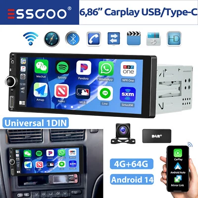 6.86" DAB+ Android 14 4+64G Carplay Autoradio 1 DIN GPS NAVI Wifi Bluetooth RDS - Bild 1 von 4