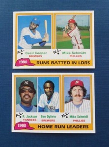 1981 Topps Home Run Leaders #2, RBI Leaders #3 Cooper, Schmidt, Jackson, Oglivie