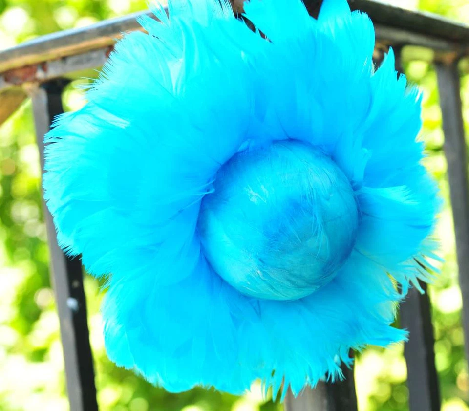 Bola/ornamentos/flor de plumas azul aguamarina 6 pulgadas rosa Foto 1 de 1