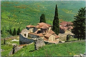 Vintage OLYMPIC AIRWAYS Advertising Postcard "MYSTRAS - Byzantine Architecture" - Picture 1 of 2