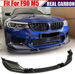 REAL CARBON Front Bumper Lip Spoiler Splitter For BMW 5 Series F90 M5 2017-19 - Foto 1 di 14
