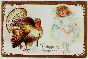 Vintage THANKSGIVING GREETINGS Postcard - Embossed, ca. 1907-1914 - Picture 1 of 2