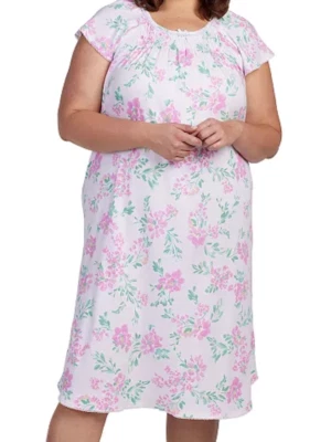 Nuevo con etiquetas $66 Miss Elaine Rosa/Verde FLORAL 48" LARGO Camisón Ballet 1X Foto 1 de 4