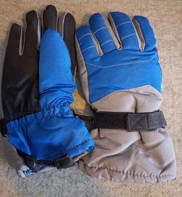 Guantes de nieve impermeables azules y grises para niños talla grande Foto 1 de 3