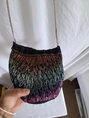 Bolso de Noche con Cuentas Glamour Vintage Inspirado Caprichoso Gótico Vampiro Bruja Boho Hippy  Foto 1 de 4