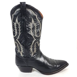Stivali da cowboy western vintage Tony Lama in pelle 2916 da uomo 10,5D neri a punta USA - Foto 1 di 15