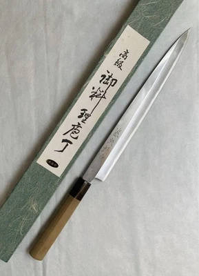 Cuchillo Tojiro Yanagiba Sashimi 305 mm Aogami Azul Acero Damasco Usado En muy buen estado Foto 1 de 4