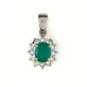 Emerald Pendant Head Platinum melee diamond Pendant Head Pt900 Emerald diamo... - Picture 1 of 8