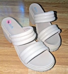 Mia Leelah women's sz 9 platform block Ivory Cement color  sandal shoe MH1730 - Picture 1 of 7