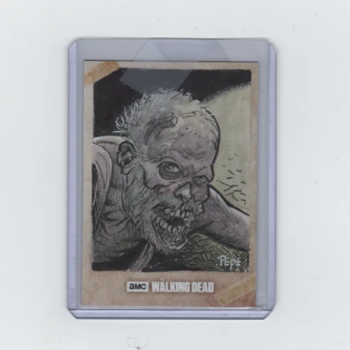 WALKING DEAD EVOLUTION WALKER SKETCH CARD BY ACCLAIMED ARTIST DARRIN PEPE  1/1! - Image 1 of 2