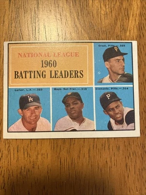 1961 Topps League Leaders Roberto Clemente  Dick Groat Norm Larker Willie Mays - Image 1 of 4