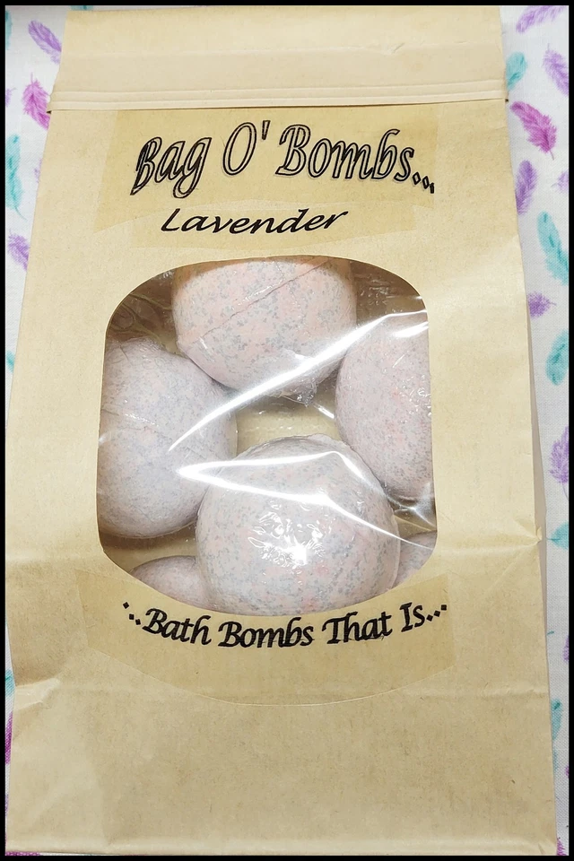 NEW Handmade 'Lavender' Relaxing Bathbombs(6)! Bag O' Bombs! 15 oz - Image 1 of 1