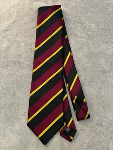 Lands' End Purple Navy Gold Stripe Old Alfredians Men's Silk Repp Tie 3.5x58 EUC - Picture 1 of 7