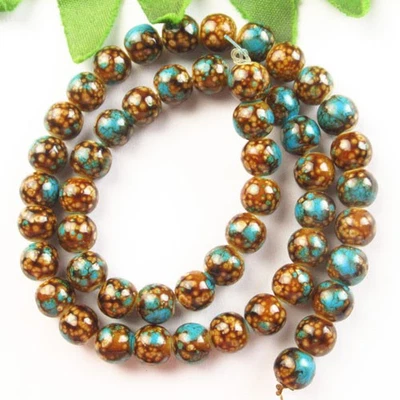 Bola redonda de cristal de titanio azul marrón de 8 mm con cuentas sueltas 15,5 pulgadas H93764 Foto 1 de 2