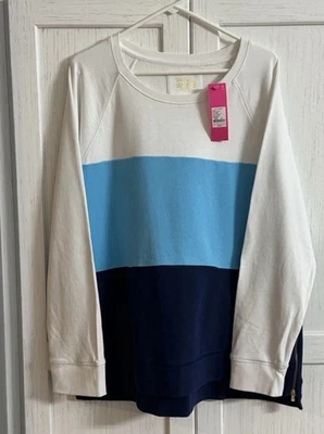 Pullover Lilly Pulitzer XXL NUEVO CON ETIQUETAS Beach Comber marea baja azul marino lujoso bloque de colores Foto 1 de 4