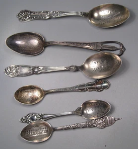 6-Vintage Sterling Silver .925 Souvenir Spoons. 65.7g. @Look@ #31 - Imagen 1 de 15