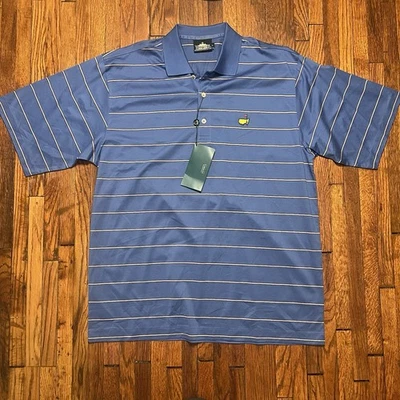 Camisa polo de golf The Masters para hombre grande azul a rayas colección Clubhouse de colección Foto 1 de 4