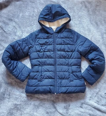 Hollister Puffer Chaqueta Sherpa Forrada Abrigo de Invierno con Capucha Azul Marino Talla M Foto 1 de 4