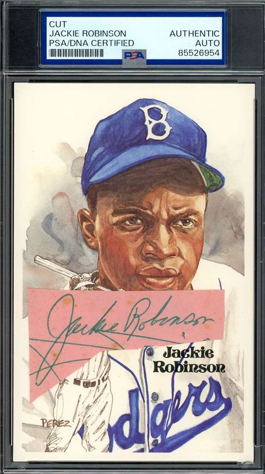 Jackie Robinson PSA ADN Certificado de Autenticidad Firmado Pérez Steele Postal Corte Autografiado Foto 1 de 1