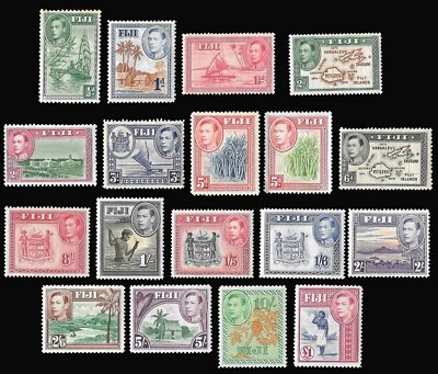 Fiji SC 117d-131b * Island Scenes with King George VI * MLH * 1938-55 - Image 1 of 2