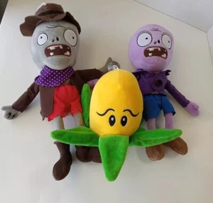 Lote de 3 figuras de peluche Plants vs Zombies con ventosas vaquero hipnotizado - Imagen 1 de 7