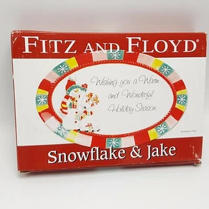Bandeja de sentimiento Fitz Floyd copo de nieve de Navidad azafata Jake regalo muñeco de nieve renos - Imagen 1 de 5