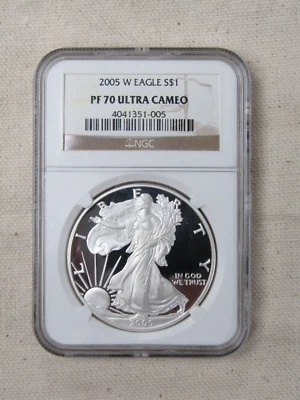 2005-W SILVER AMERICAN EAGLE PROOF NGC PF70 ULTRA CAMEO - Image 1 of 4