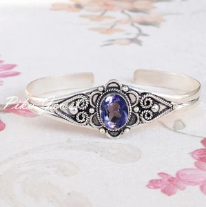 Facettierter Amethyst Edelstein Armreif 925 Sterling Silber Armband für den Alltag - Bild 1 von 4