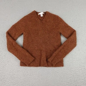 Vintage Turnbury Sweater Youth Medium Brown 100% Baby Alpaca Chunky Knit V-Neck - Picture 1 of 10