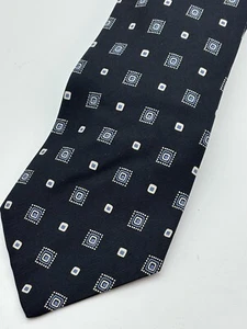 Polo Ralph Lauren Tie Mens Black Blue Geometric Silk Made in USA - Picture 1 of 10